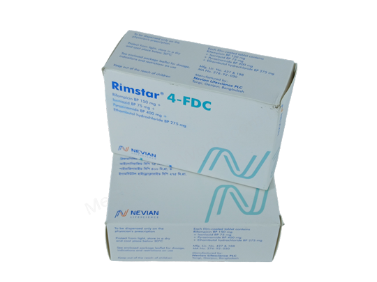Rimstar 4-FDC- 通用的 Ethambutol + Isoniazid + Pyrazinamide + Rifampicin- Nevian Lifescience Pharma